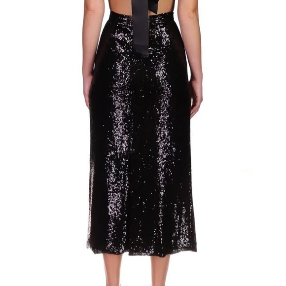 HVN Affie Black Sequin Midi Skirt - Picture 2 of 6